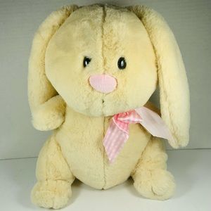 Animal Adventure Tan Easter Bunny Rabbit Plush Pink Bow Spring 14” Floppy Ears